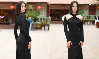 Diện đầm đen bó sát, Hoa hậu Tiểu Vy khoe đường cong uốn lượn ngày càng quyến rũ