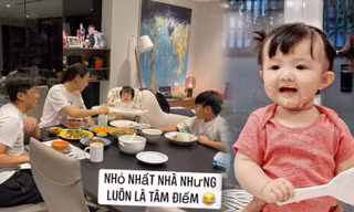 "Thế lực nhí" Winnie "mất hình tượng" vì ăn uống, Suchin là tâm điểm của cả nhà Cường Đôla