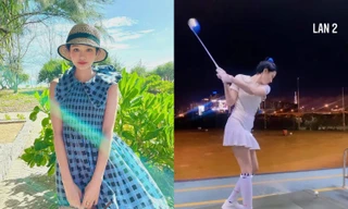 Hiền Hồ gia nhập "hội mỹ nhân mê đánh golf" của V-Biz, động tác cực kỳ chuyên nghiệp