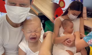 Leon khóc lớn, Lisa giữ vững phong độ điềm tĩnh khi được bố Kim mẹ Hà đưa đi tiêm phòng
