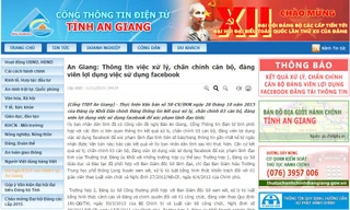 Chụp màn hình Cổng thông tin điện tử tỉnh An Giang thông tin vụ chủ tịch tỉnh bị chê trên Facebook.