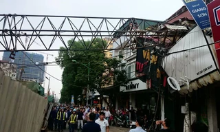 Hiện trường vụ sập cẩu. Ảnh: Thanh Hà