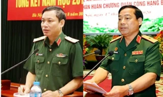 Thiếu tướng Nguyễn Văn Hùng (trái) và Thiếu tướng Dương Đức Thiện (phải). (Ảnh: QĐND) 