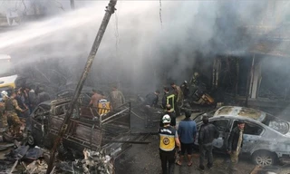 Hiện trường vụ nổ bom. Ảnh: Hãng thông tấn İhlas (Thổ Nhĩ Kỳ)