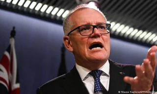 Ông Scott Morrison đã tổ chức cuộc họp báo lớn đầu tiên kể từ khi đảng của ông bị loại khỏi chính phủ vào tháng 5. Ảnh: DW