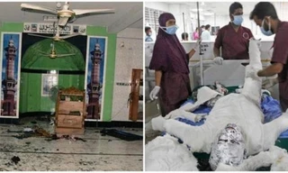 Hiện trường vụ nổ ống dẫn gas (trái) và các bệnh nhân trong bệnh viện ở Dhaka. Ảnh: IB Times