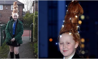 Poppy Leigh muốn để mái tóc của mình như một cây thông Giáng sinh vào tuần cuối cùng ở trường. 