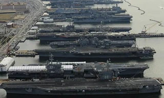Trạm hải quân lớn nhất thế giới Norfolk nơi các tàu sân bay neo đậu. Ảnh: Hải quân Mỹ