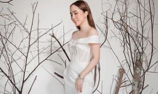 Giảm cân thành công, Quỳnh Nga khoe eo con kiến gợi cảm cùng sắc trắng