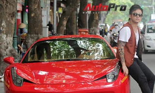 Bất ngờ gặpTuấn Hưng lái Ferrari 458 Italia trên phố