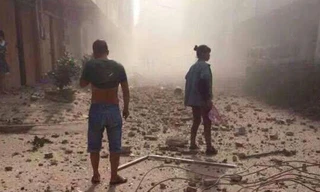 Hiện trường một vụ nổ ở Liễu Thành, Quảng Tây chiều ngày 30/9