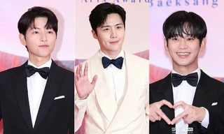 Thảm đỏ Baeksang 2024: Kim Soo Hyun gợi nhớ chú rể Hyun Woo, Song Joong Ki lịch lãm