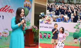 Hà Nội: Tiểu học Cát Linh đón các bạn học sinh lớp 1, tween làm "biển tim" cảm ơn bố mẹ