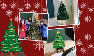 Gen Z thay áo mới lớp học mùa Giáng sinh: Cửa sổ kín sticker, dựng cây thông bằng giấy xốp