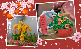 Tết đến, Xuân về trong lớp học: Rực rỡ mai vàng, câu đối đỏ, ngon mắt bánh chưng, bánh ít 