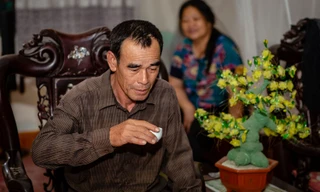 Anh Nguyễn Công Hồng, một diễn viên quần chúng trong vở diễn thực cảnh 'Tinh hoa Bắc Bọ'.