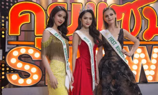Hương Giang Idol và hai Á hậu trong buổi phỏng vấn với kênh one31.