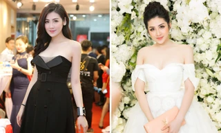 Á hậu Tú Anh đẹp rạng rỡ với đầm cúp ngực, khoe vai trần gợi cảm
