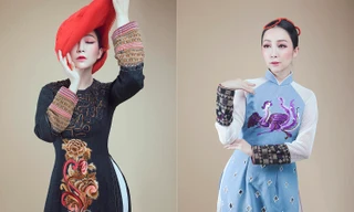 'Chim công làng múa' Linh Nga ma mị với áo dài Tết hoạ tiết thổ cẩm