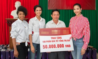 Hoa hậu H'Hen Niê, Á hậu Hoàng Thuỳ đi từ thiện những ngày giáp Tết