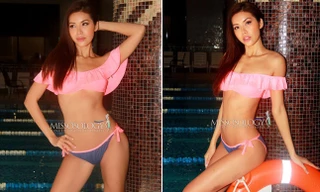 Bị vỡ mao mạch, Minh Tú vẫn gợi cảm thi áo tắm ở Hoa hậu Siêu quốc gia