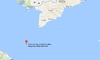 Vị trí các tàu cá tỉnh Cà Mau đang hoạt động đánh bắt trước khi vào tránh trú áp thấp nhiệt đới 