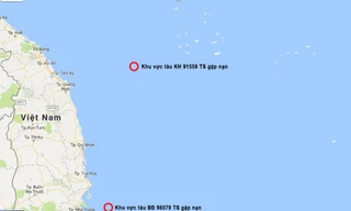Khu vực bị nạn của các tàu đang cần trợ giúp khẩn cấp 