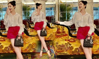 Người đẹp Cẩm Đan diện short ngắn khoe chân dài miên man