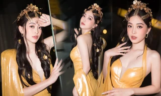 Á hậu Phương Nga diện đầm vàng hóa nữ thần kiêu sa