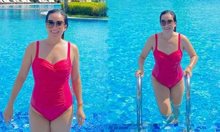 Bà xã Bình Minh tung ảnh bikini khoe vóc dáng đẫy đà