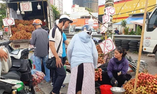 Bạn trẻ lựa mua vải đầu mùa