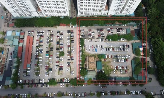 Khu vực quy hoạch bãi xe thông minh tại ô đất CC6 (ô vuông) tại Khu đô thị Linh Đàm hiện là bãi xe trái phép