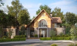 Phối cảnh làng Cité Bellevue, lấy cảm hứng từ nguyên mẫu những biệt thự Pháp cổ ở Đà Lạt