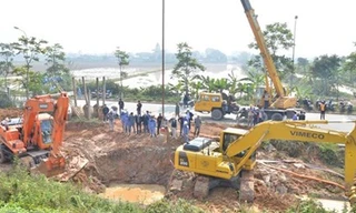 Hiện trường vỡ đường ống lần thứ 10. Ảnh: Thành Hà