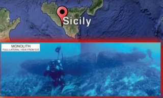 Khối đá thuộc về nền văn minh cổ được tìm thấy ở độ sâu 40m dưới biển. Ảnh Newmax.