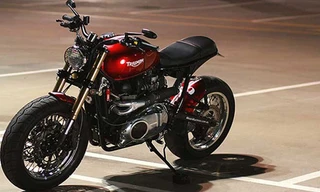 Chiếc Triumph Bonnevilles do Builder Wenley, thợ xe dày dặn kinh nghiệm ở xưởng độ MeanMachines, Australia, thực hiện.