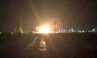 Hình ảnh về vụ nổ được đài phát thanh quốc gia Trung Quốc đăng tải trên mạng xã hội. Ảnh: DM.