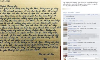 Bức thư tay được cho là của nhà văn Lưu Quang Vũ viết gửi vợ được dân mạng chia sẻ.