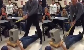 Thầy giáo bị búa đập đúng chỗ hiểm