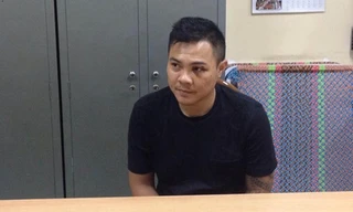 Nguyễn Trung Hậu tại cơ quan công an.