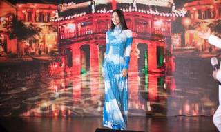 Chiếc áo dài Hoa hậu Tiểu Vy diện được mua với giá 80 triệu để ủng hộ Đà Nẵng chống dịch