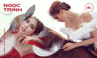 Bộ ảnh váy dạ hội mới của Ngọc Trinh đẹp long lanh nhưng địa điểm chụp lại gây tranh cãi