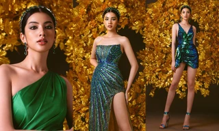 Cẩm Đan đẹp sắc sảo, khoe chân dài miên man trong trang phục dạ hội xanh ngọc lục bảo