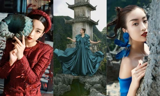 Hoa hậu Đỗ Mỹ Linh leo 500 bậc thang của Hang Múa để có bộ ảnh thời trang đẹp đắm say