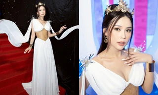 Sam đẹp lộng lẫy như công chúa Hy Lạp, hội ngộ Diệu Nhi trên thảm đỏ Tuần lễ thời trang