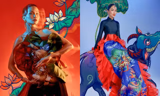 Đưa tranh Đông Hồ vào bộ ảnh thời trang, Hoa hậu H’Hen Niê “cưỡi trâu” mừng Xuân Tân Sửu