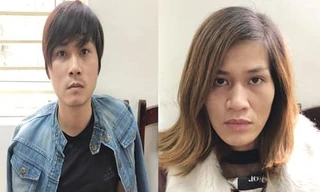 Hai đối tượng tại cơ quan công an. Ảnh Công an TP Hà Nội.