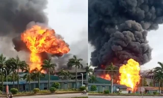 Lực lượng chức năng vẫn đang nỗ lực khống chế lửa tại kho hóa chất sơn