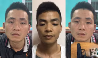 Nhóm đối tượng bị bắt giữ. Ảnh: Công an TP Hà Nội