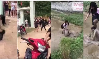 Công an xác minh clip nữ sinh bị đánh liên tiếp dưới ruộng bùn